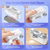 Electric Automatic Nail Clipper with LED Light & 2 Speeds, Fingernail Cutter and Polisher 2 In 1 Design, Nail Scraps Storage Rechargeable Safety