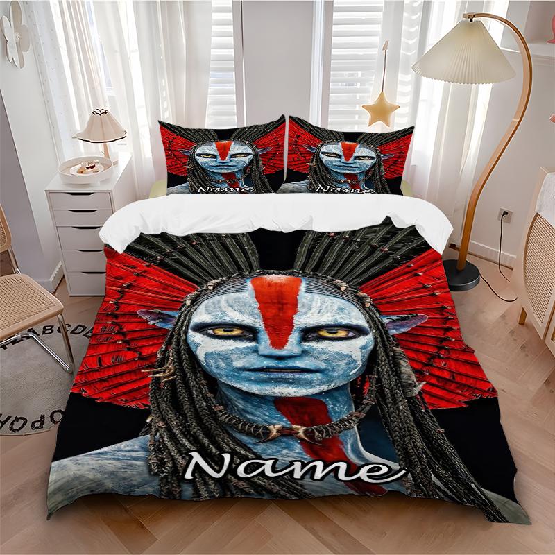 Custom Name Avatar World Bedding 3 Piece Set HD Print Duvet Cover Pillowcases for Teens Adult Bedroom Decoration