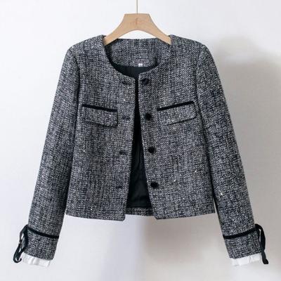 Women S Elegant Spliced Tweed Short Coat Fashionable Lady S Outerwear