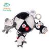 Happy Monkey Black & White Newborn Crib Mobile: Rotatable Wind Chime & Stroller Hanging Toy