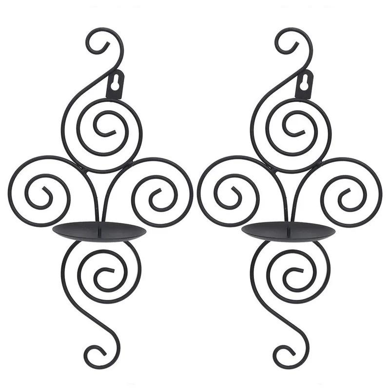 European Style Wrought Iron Candle Holder - Creative Wall Hanging Candle Holder For Wedding Home Decoration