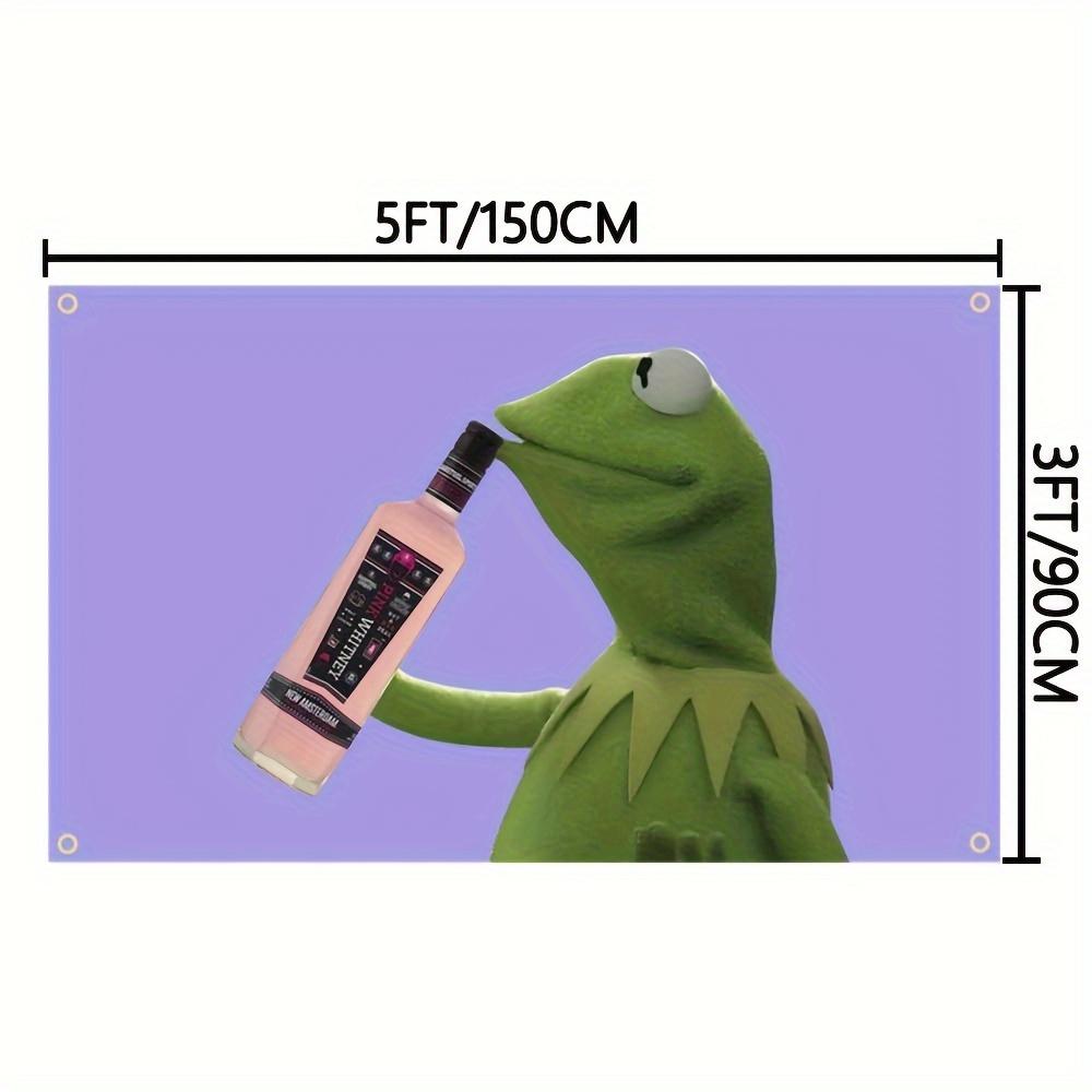 A Quirky And Fun Wall Tapestry: Add A Touch Of Humor To Your Space With This Adorable Design Featuring Kermit The Frog Sipping