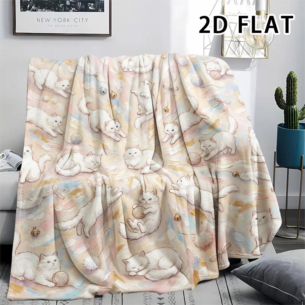 1Pc Vibrant Mandala Cats Print Flannel Blanket,High Quality Comfortable for All Seasons,Home Decor,Warmth and Comfort,Perfect for Christmas Gifts
