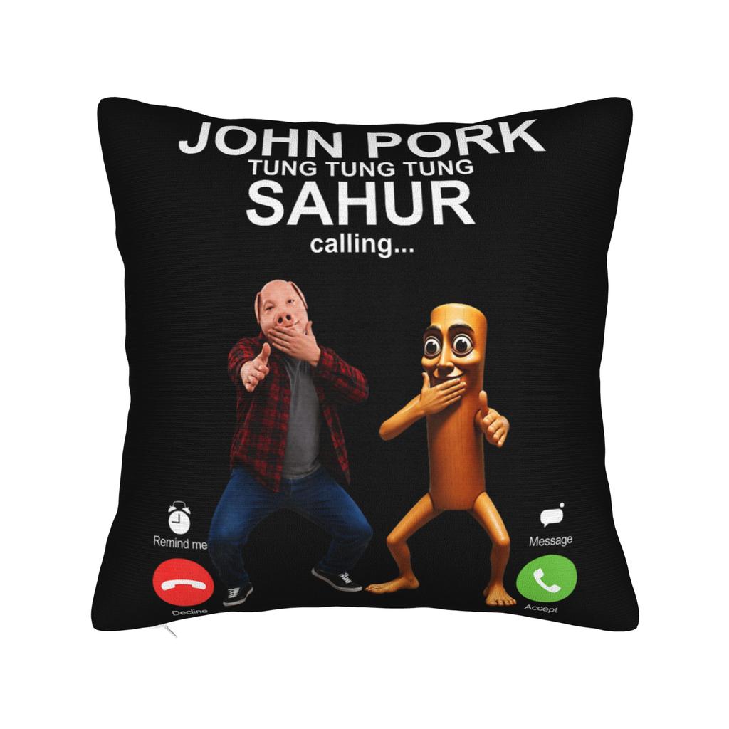 Tung Tung Tung Sahur Pillowcase Printed Cushion Cover Decoration Pillow Case Cover Home Zippered