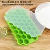 37 Cavity Honeycomb Ice Tray BPA-Free Slow-Melt Reusable Small Ice Mold with Lid Easy Release Silicone Ice Cube Maker for Freezer