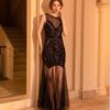 Beaded Mesh Sequined Evening Party Dress - European & American Bridesmaid Ball Gown