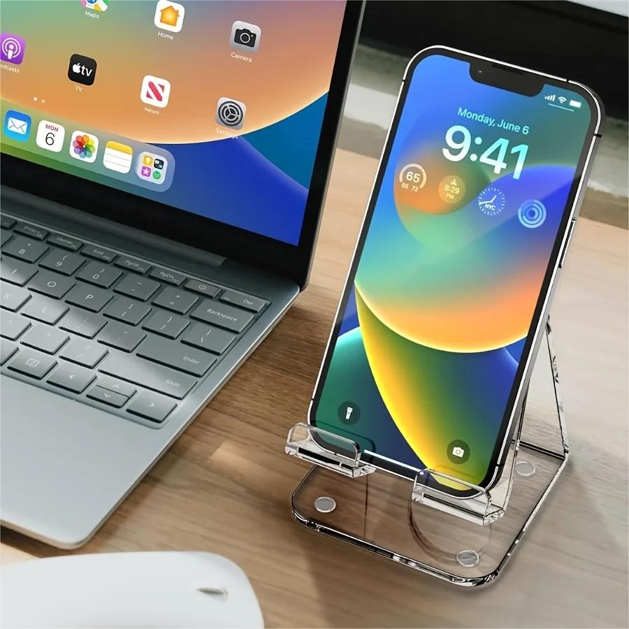 Universal Transparent Mobile Phone Holder Simple Lazy Desktop Tablet Bracket Counter For All Smartphones IPad