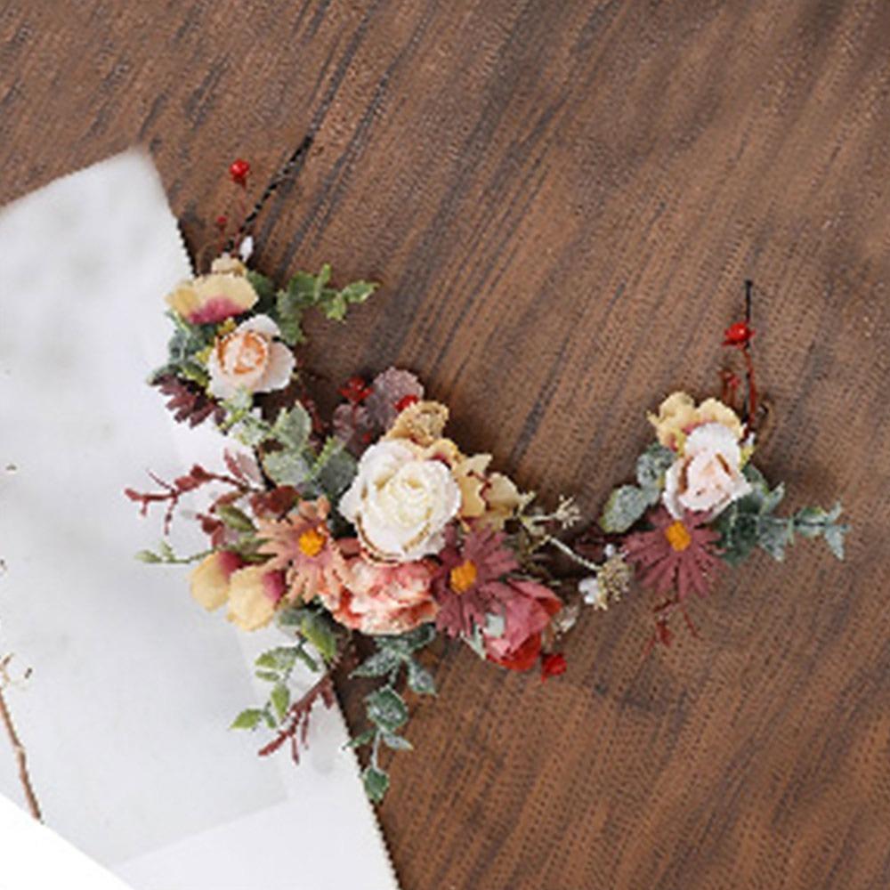 Forest Women Flower Vine Simulated Head Garland Flower Crown Hair Wreaths Hairpins  Festival Party