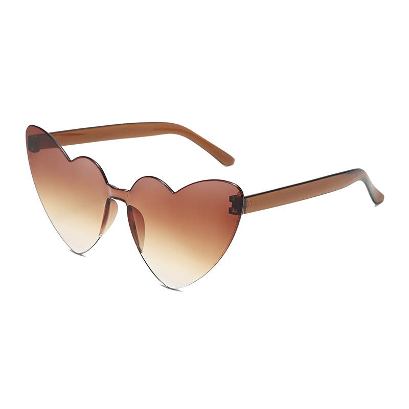 Thin peach heart sunglasses love sunglasses jelly color rimless heart type one-piece glasses candy color eyes