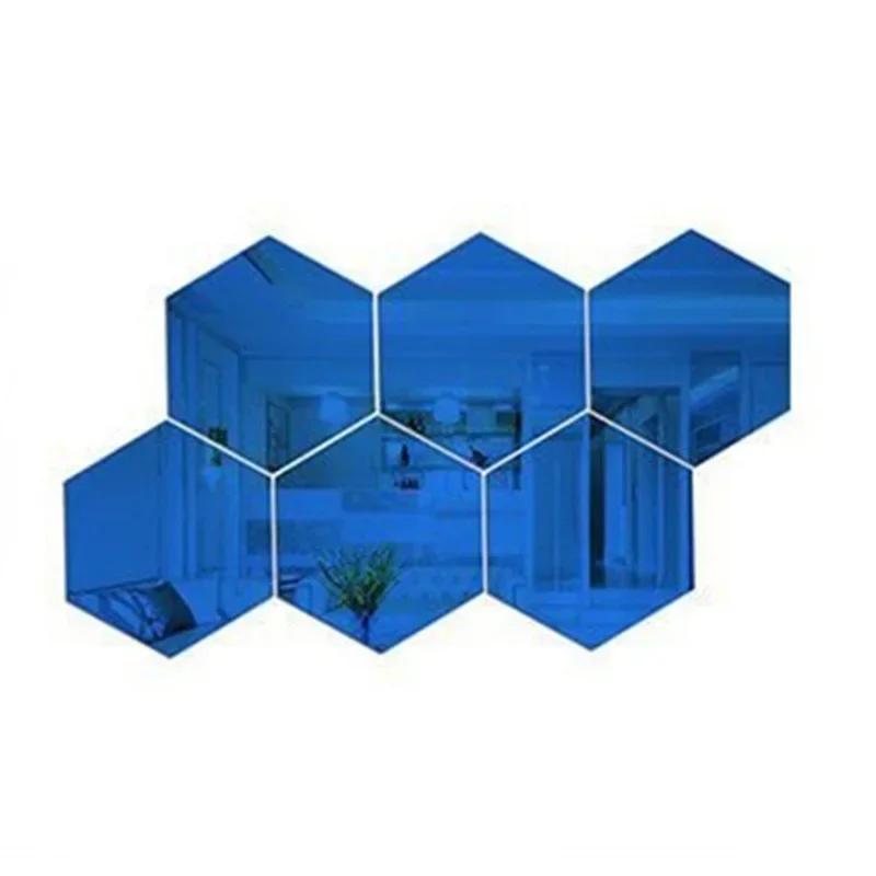 

50/100 шт. Мини-шестиугольная зеркальная наклейка на стену Акриловая наклейка для настенного искусства Сделай сам Бытовые декоративные плитки Наклейка Декаль Художественные украшения 4.6cmx4cm 50pcs синий