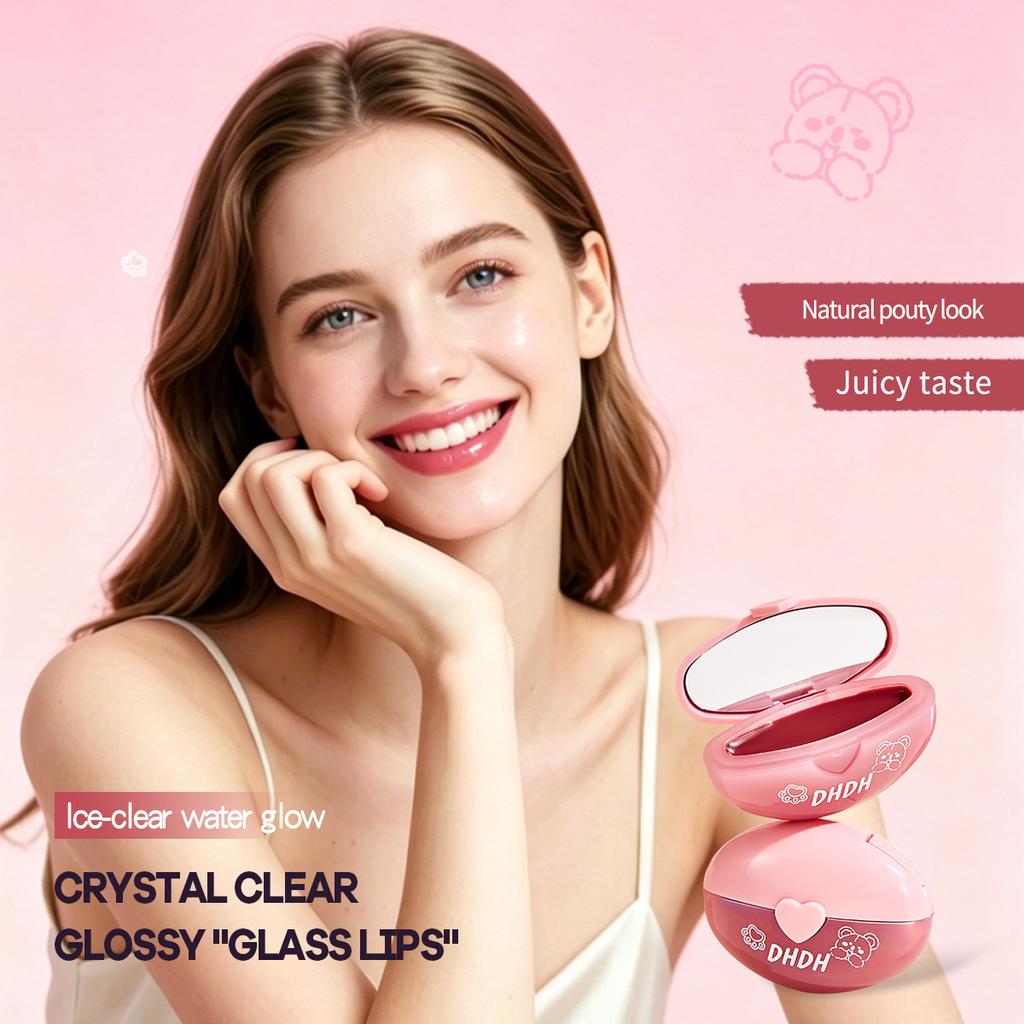 DHDH Rossetto Orsetto Carino – Balsamo Colorato Idratante, Trasparente & Luminoso, Effetto Lucidalabbra Succoso Stile Coreano