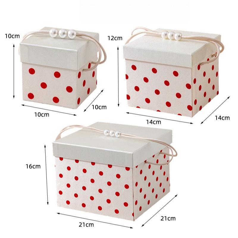 Valentine's Day Gift Box French Wave Dot Handheld Gift Boxes Rectangular Circular Empty Boxes Silk Candy Box Gift Box