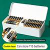 Battery Storage Box With Battery Tester Large Capacity PP Material Anti-Fall Wear-Resistant Data Cable Organizer Case