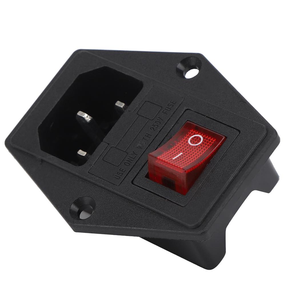 3Pcs AC Power Socket Switch 4 Pin with Light Built In Fuse 3D Printer Accessories