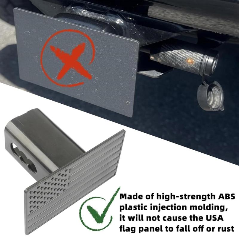 2 Inch Trailer Hitch Receiver Cover Anti Theft Locking Kit With American Flag Design And Noise Reducing Foam Rings For T