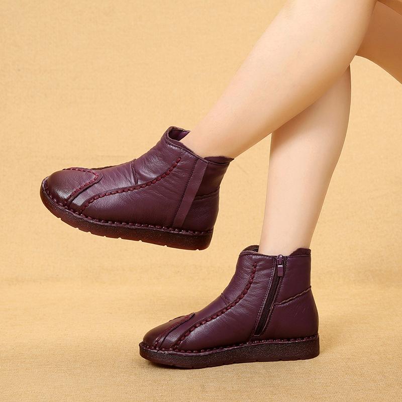 Autumn Women's Shoes Genuine Leather Boots Women's Fashion Winter Boots Women Flat Shoes Non-slip Warm Shoes Women Ankle Boots