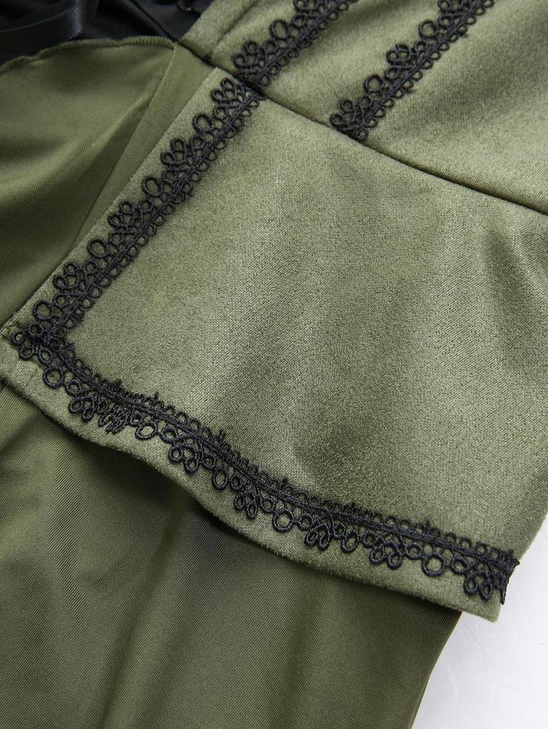 Rosegal Plus Size Lace Up Ruffles Ruched Lettuce Hem Split Flare Sleeve Cold Shoulder 2 In 1 Dress