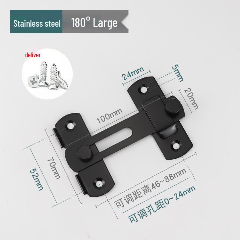 Black Stainless Steel Anti-Theft Sliding Door Lock Latch for Wooden Doors