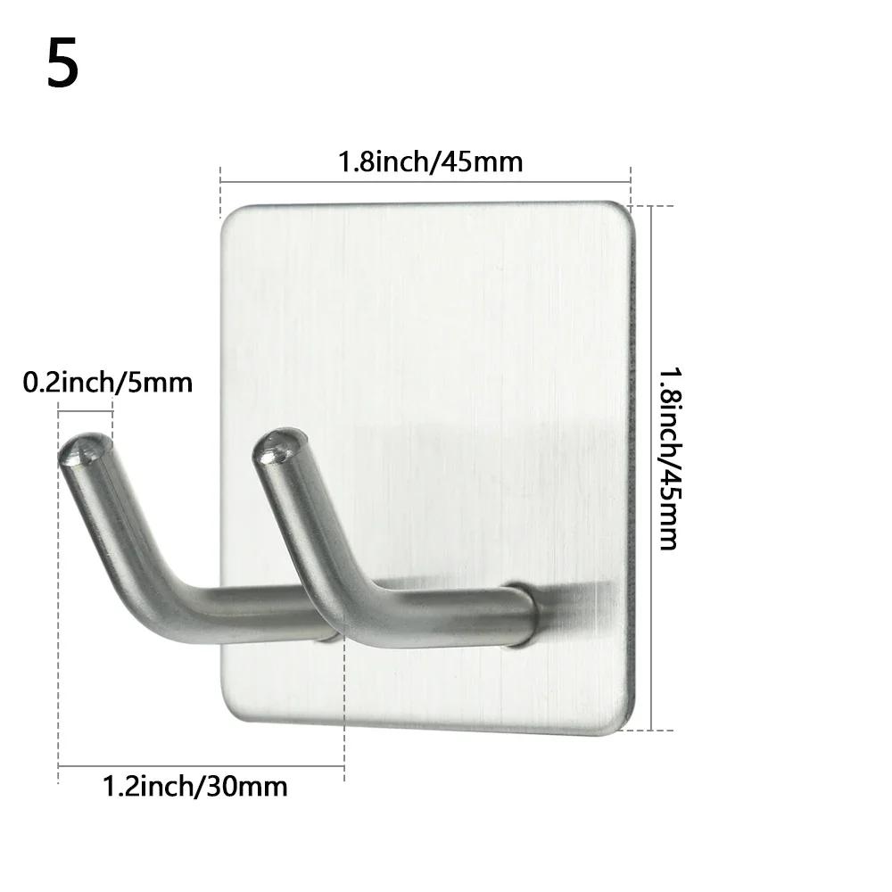 Robe Hook Wall Towel Hook Stainless Steel Coat Hook Rustproof Strong sticky Hook Hanger for Bathroom Kitchen Hardware