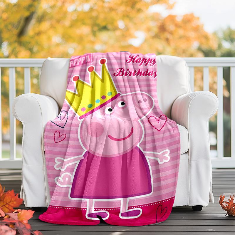1pc Peppa Pig1 Theme Blanket - Digital Print, Polyester, Cozy for All Seasons, Perfect for Outdoor, Camping, and Travel