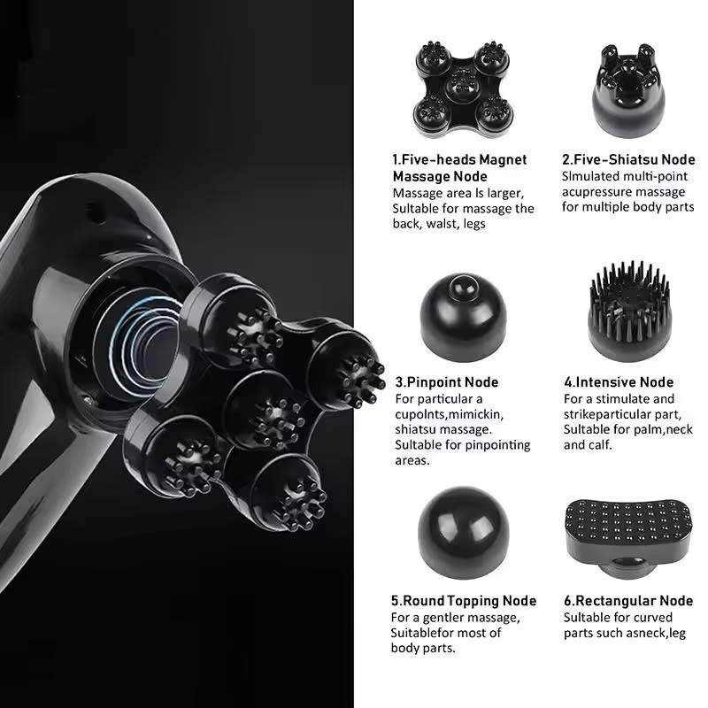 Personal Handheld 6 Massage Head Cordless Electric Deep Tissue Percussion Muscle Stick Massage Vibration Fitness Massager