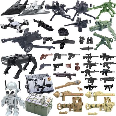 MOC Set di Mattoncini Militari Accessorio Soldato Cane Robot Drone Scatola Armi Pistola Mitragliatrice Pugno di Ferro Lanciarazzi Giocattolo Regalo