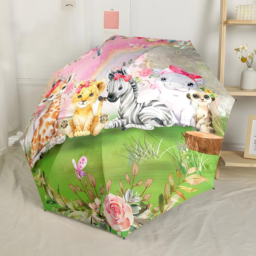 Zebra In Lotus Pond Outdoor Automatic Umbrella Compact 8-Rib Lightweight Foldable Design All-Season Umbrella for Travel Fashionable Accessory