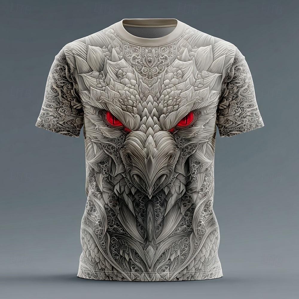 Men's Graphic Eagle Motorcycle T Shirt Short Sleeve T shirt 3D Print Crew Neck Shirt Retro Vintage Casual