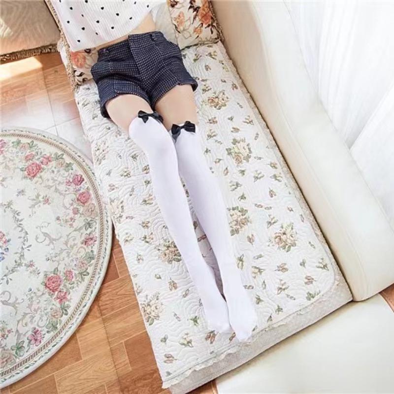 Women Socks Japanese Style Sexy Knee High Socks Medias Cosplay Bow Long Stockings Black White Girls Student School Socks