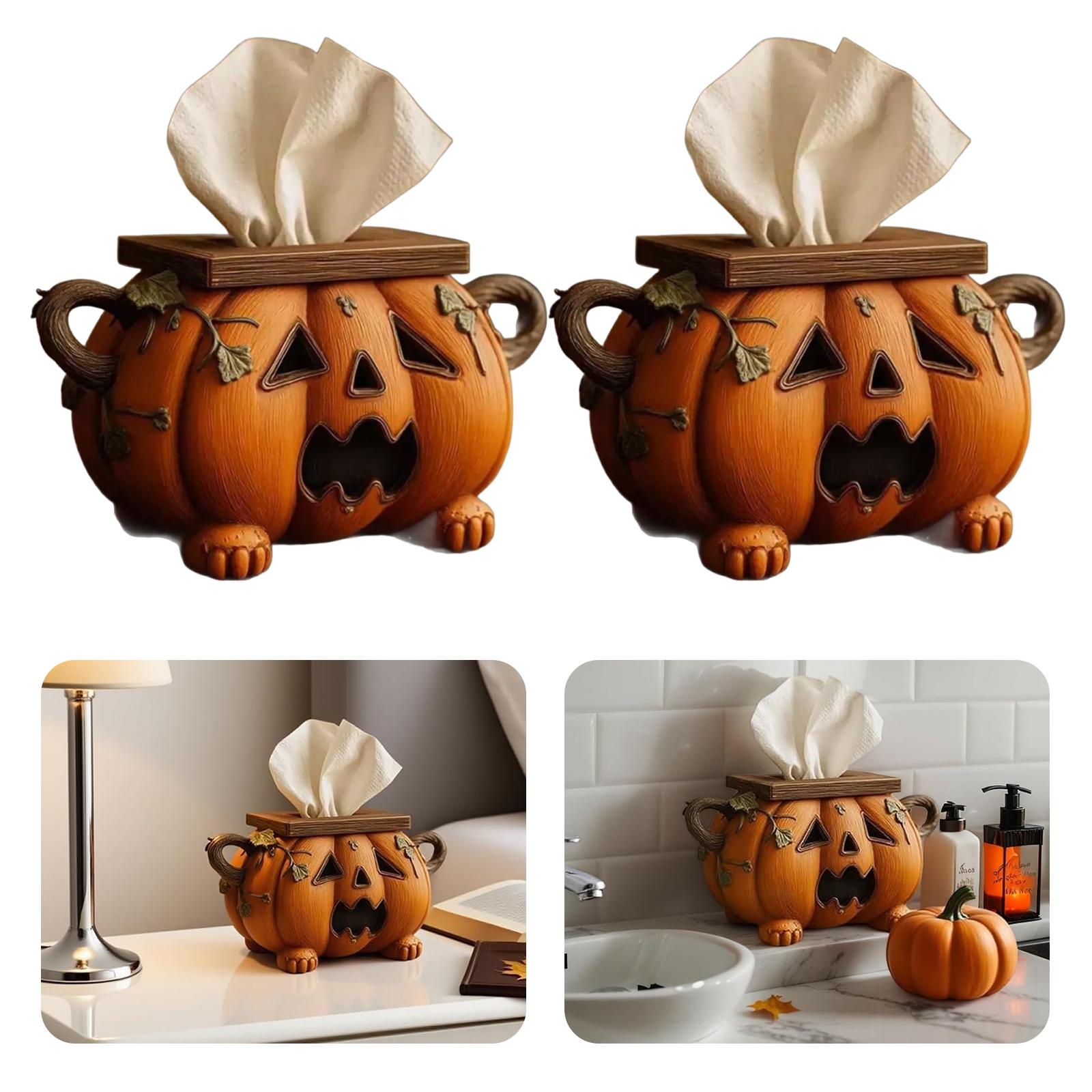 Halloween Pumpkin Tissue Box Holder with Eyes Fall Pumpkin Tissue Box Cover Cute and Scary Pumpkin Tissue Box for Home Bathroom China Mainland