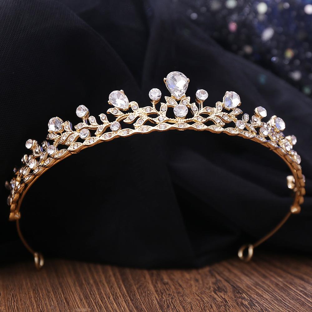 

Корейский стиль простая свадебная маленькая корона из сплава инкрустированная стразами свадебная листва аксессуары для волос