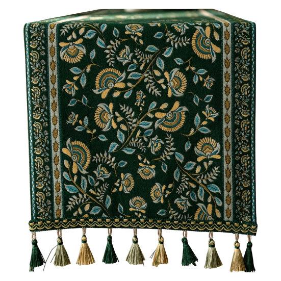 Jacquard Tischläufer Läufer, Vintage Floral Elegant Dekorativ mit Quasten für Esstisch Zuhause Party Dekor Hoch
