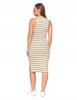 Women's Midi Knitted Dress with Slit, Classic Stripes, MORAJ L OFF WHITE