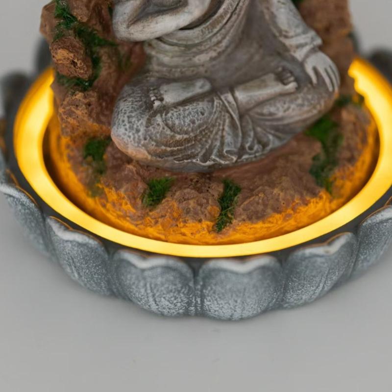 Handcrafted Resin Solar Buddhist Sculpture Statue Weather Resistant Yard Ornament Suitable For Patios Landscape Design