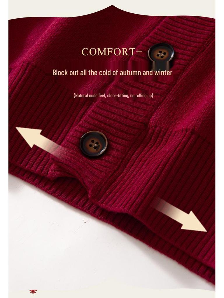 2026 Autumn/Winter Fine Wool Horse Embroidery Cardigan for Middle-aged & Elderly