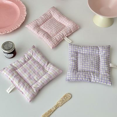 1PC Korean Ins Jídelní stůl Kuchyň Kostkovaná prošívaná podložka z bavlny a lnu