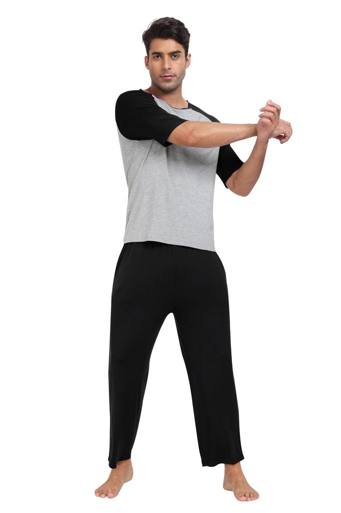 MoFiz Sommer Loungewear Kurzarm Oberteil und Hose Lockerer Schnitt Sweatshirt mit Weich und Atmungsaktiv und Übergrößen Perfektes Geschenk Herren Set, Taschen,