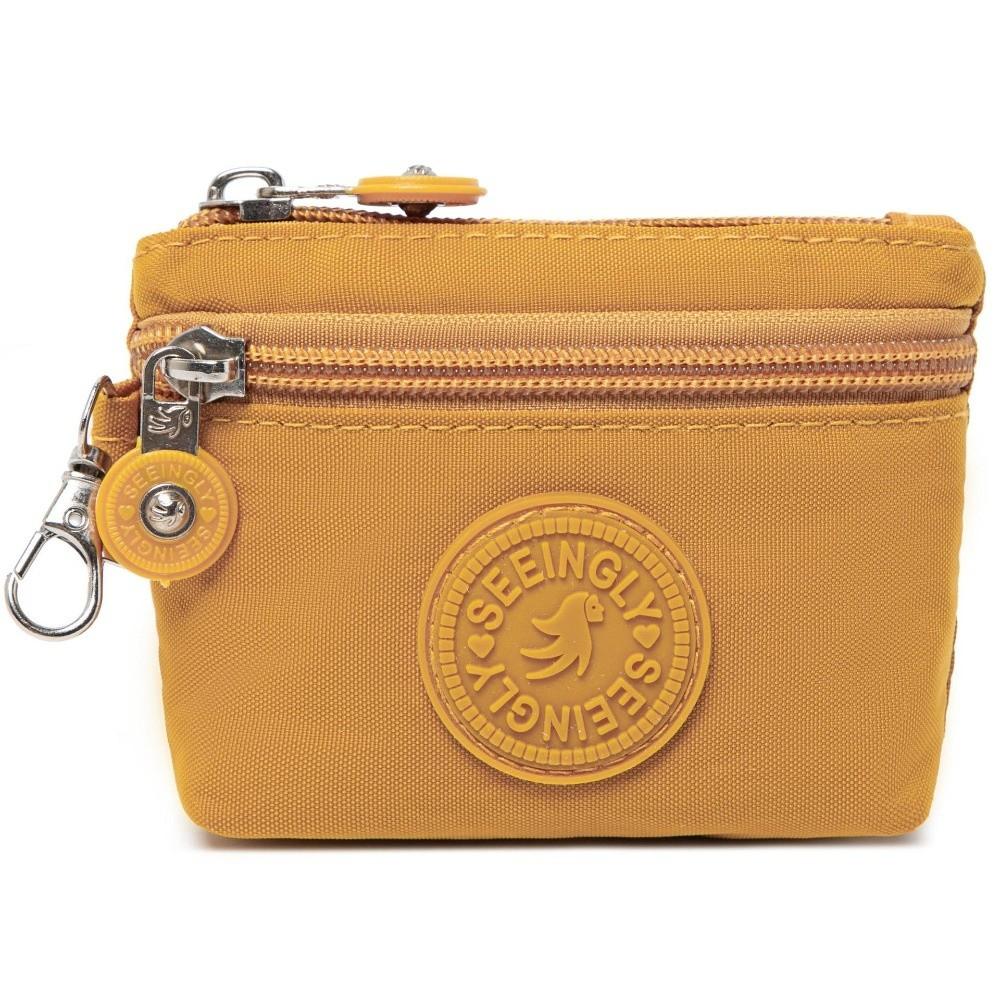 New Solid Color Women Wallet Nylon with Keychain Coin Purse Waterproof Mobile Phone Bag Ladies