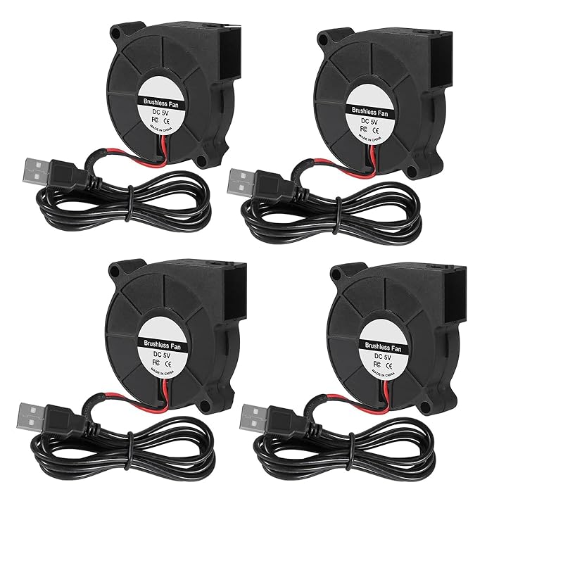 4PCS 5015 USB 5V Blower Cooling Fan 50mm x 50mm x 15mm 5V USB Blower Fan for Small Appliances Series Replacement