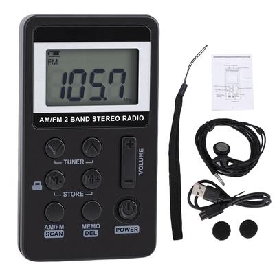 Personal AM FM Pocket Radio Portable Digital Tuning Radio with 500mAh Rechargeable Battery Earphone Lock Screen for