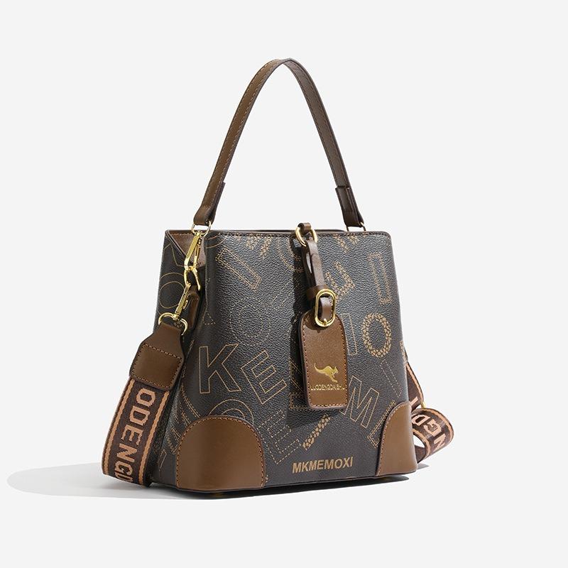 Women's Bag New Bucket Bag Large Capacity Multi-layer Commuter Messenger Handbag Simple Letter Wide Shoulder Strap Women's Bag