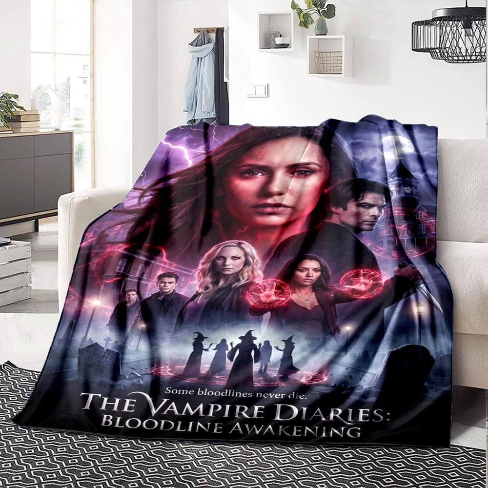 Coperta in Flanella con Stampa Vampire Diaries Alta Qualità Calda Confortevole Coperta per Tutte le Stagioni Perfetta per Regali Decorazione Casa