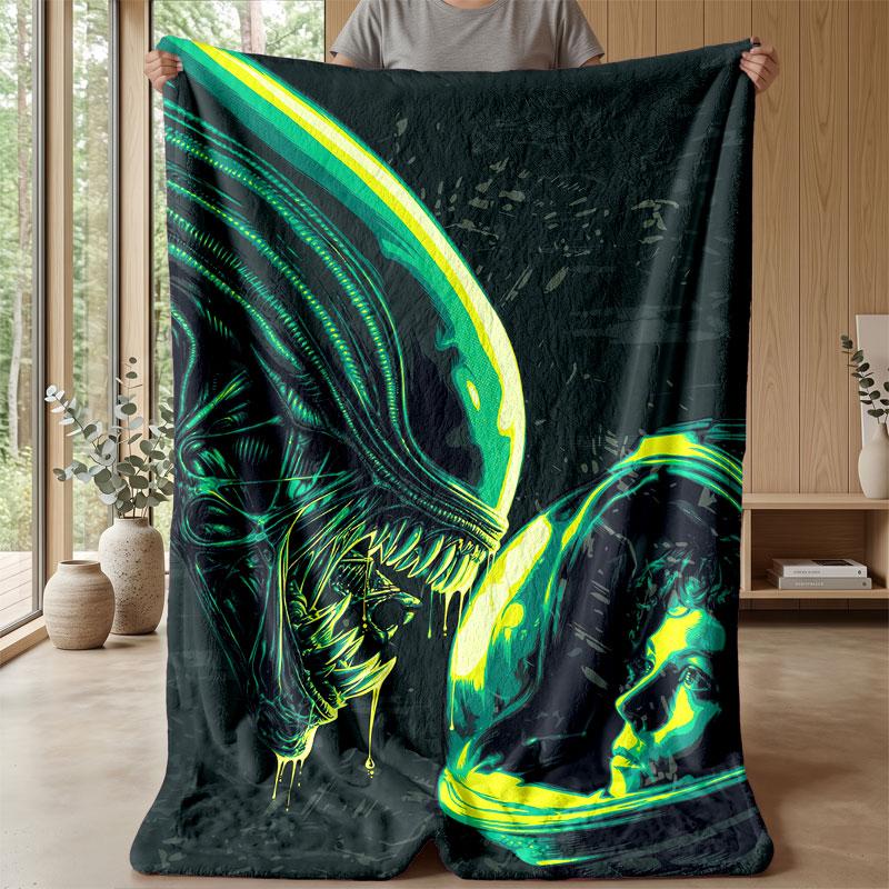 Soft Flannel Blanket Lightweight Cozy Bedroom Living Room CoverAlien Xenomorph