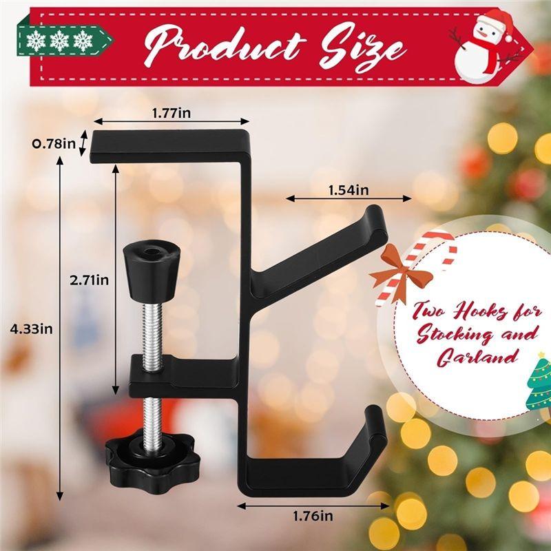 Aug. 2 In 1 Mantel Hanger For Garland And Stockings, Adjustable Heavy Duty Fireplace Hangers With Dual Hooks