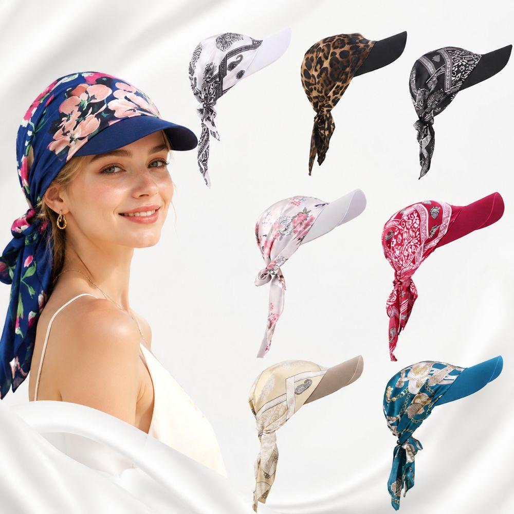 Soft Outdoor Sun Hat Breathable Baseball Cap Women Printed Satin Headscarf Hat For Men Women