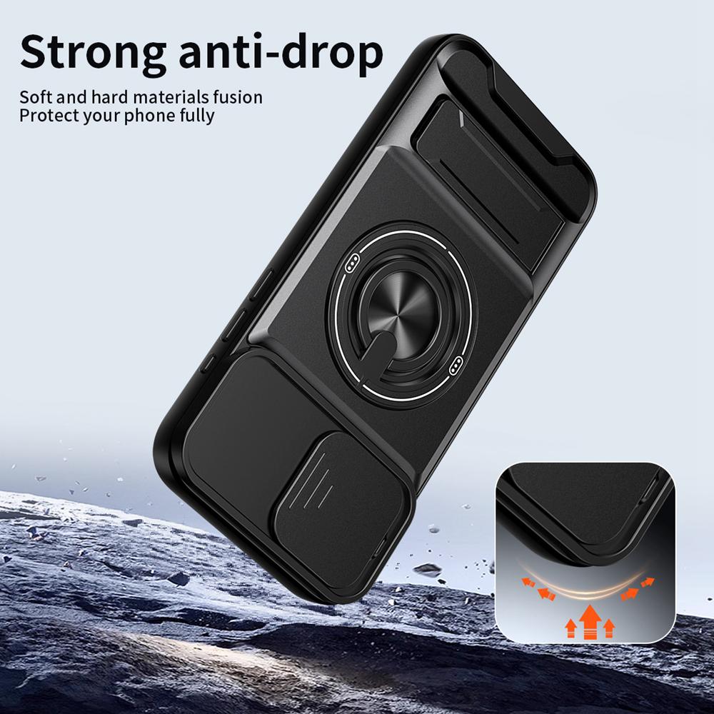 KEYSION Magnetic Phone Case for iPhone 13 14 15 Pro Max 15 Plus Slide Camera Protection Upright Kickstand Shockproof Back Cover