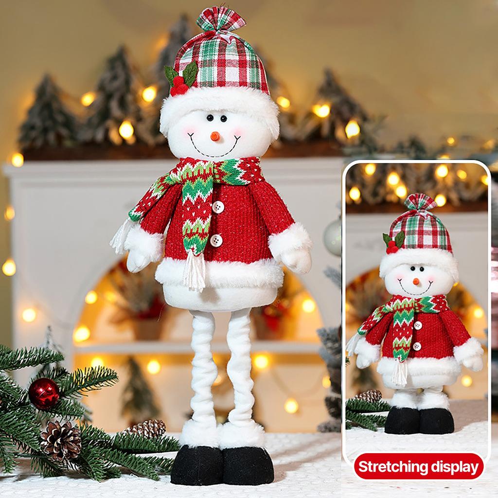 Christmas Telescopic Doll Ornaments Striped Plaid Snowman Elk Window Decorations Christmas Atmosphere Decoration
