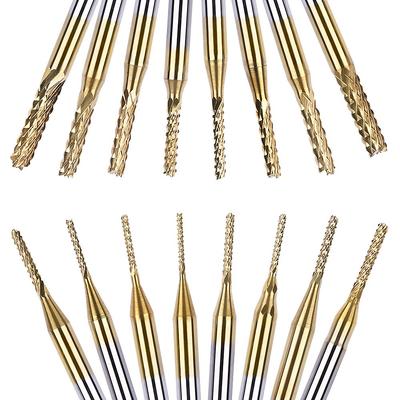 0.8mm-3.175mm Titanium Coated Carbide Milling Cutter Engraving Edge Cutter CNC Router Bits End Mill for PCB Machine