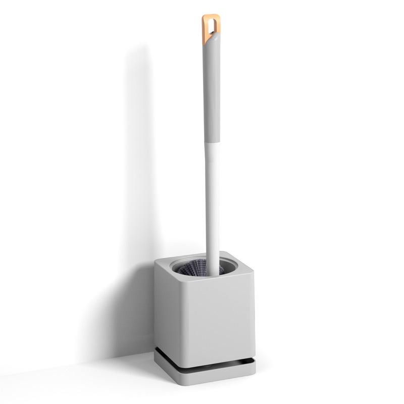 Wall-Mounted Punch-Free Toilet Brush with Base Holder, Long Handle & High-Quality Plastic