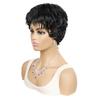 Syntetisk hår Korte Parykker Kvinner Naturlige Parykker Svart Ombre Brun Parykk Med Bangs Daglig Fest Cosplay Bruk Hjertebestandig Fiberparykk